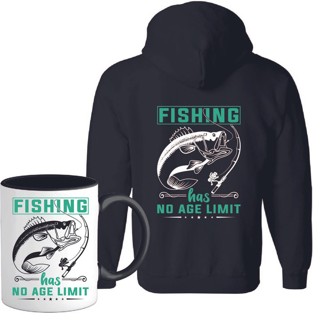 T-Shirtknaller Vest met koffiemok | Fishing Has No Age Limit  - Vis / Vissen / Vishengel Kleding | Heren / Dames Vest Cadeau | Kleur zwart | Maat L